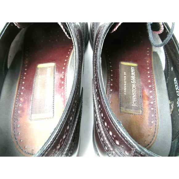 Johnston & Murphy Burgundy Leather Brogue Wing Tip Oxfords Mens Size US 11 D - Picture 8 of 12